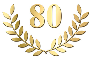 Wall Mural - gold laurel wreath 80 png isolated on a white background