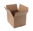 © New Africa - One open cardboard box on white background