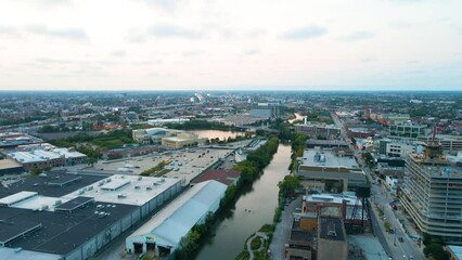 Wall Mural - Chicago, IL USA September 15th 2022 : establishing aerial drone view image of Chicago metropolitan city area. the buildings architecture look great for tourist to come and see the skyline