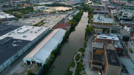 Wall Mural - Chicago, IL USA September 15th 2022 : establishing aerial drone view image of Chicago metropolitan city area. the buildings architecture look great for tourist to come and see the skyline