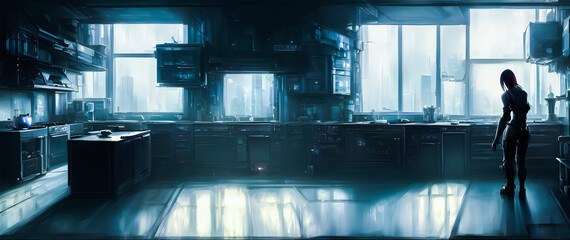 Artistic concept painting of a beautiful kitchen interior, background