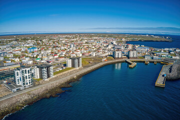 Aerial View of the Downtown Skyline of Reykjanesbær, Iceland