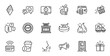 © blankstock - Outline set of Takeaway coffee, Employee and Smile line icons for web application. Talk, information, delivery truck outline icon. Include Megaphone, Ice cream, 360 degrees icons. Vector