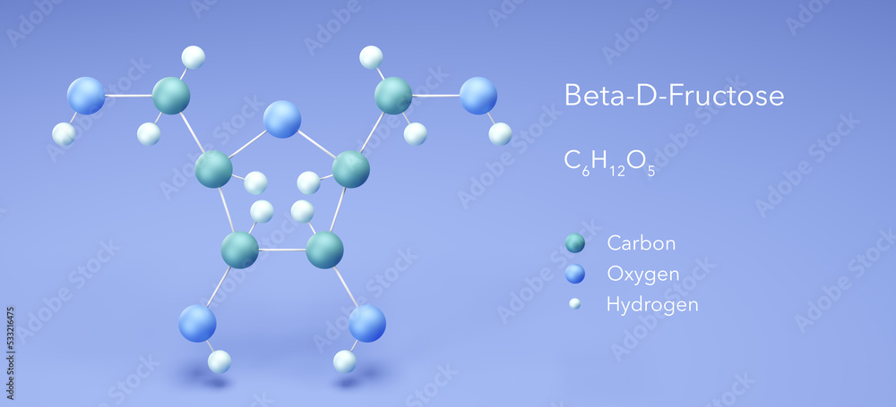 Ilustración de Stock beta-d-fructose, molecular structures, sugar, 3d model, Structural Chemical ...