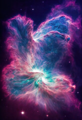 Wall Mural - illustration of a space cosmic background of supernova nebula and stars, glowing mysterious universe