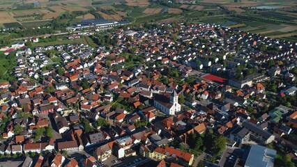 Wall Mural - Aerial view around the city Renchen in Germany.