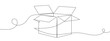© artisttop - Carton box one line continuous drawing. Cardboard box continuous one line illustration.