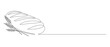 © Olga Rai - One continuous line drawing of french baguette bread. Baking loaf concept for bakery shop with plant wheat in simple linear style. Outline editable stroke. Doodle vector illustration
