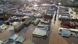 Fototapeta  - Flooded city of Lismore NSW Australia at sunset 2022