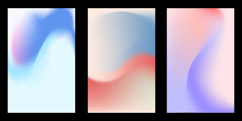Fototapete - Set of abstract trendy in blending gradient color for background. Smooth minimalist color texture for poster template, cover, presentation, web and creative print.