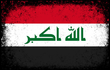 Wall Mural - Old dirty grunge vintage iraq national flag background