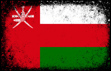 Wall Mural - old dirty grunge vintage oman national flag background