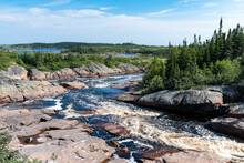 Beautiful View Of A River Flowing In The Côte-Nord Region Of Quebec, Canada