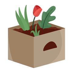 Sticker - rose in box carton