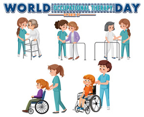 Wall Mural - World occupational therapy day text design