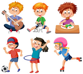 Sticker - Children doing different activities set