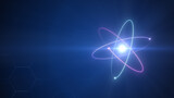 Fototapeta  - Unstable Atom nucleus with electrons spinning around it technology background	

