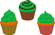 Irish Holiday St Patrick Day, Big Set Green Muffins