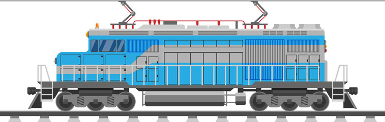 Diesel locomotive, freight train with diesel or electric engine.