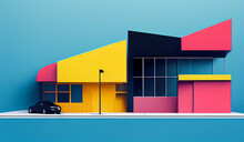 Modern Building, Minimalist Architecture, Very Colorful, Strong And Striking Design, Architect House, 3D Rendering
