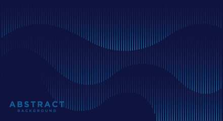 Abstract dark blue banner template. Vector minimal wavy line background.