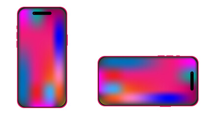 Wall Mural - iphone 14 mockup, mock up screen iphone with gradient wallpaper.