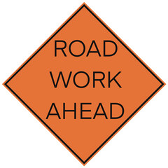 Transparent Road Sign Road Work Ahead Orange