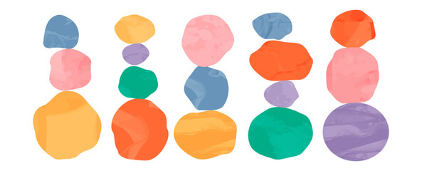 Wall Mural - balance pebble stone harmony vector illustration. simplicity calm and zen of cairn rock shape. moder