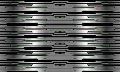 Wall Mural - Abstract vector technology futuristic metallic cyber green light power black geometric design seamless pattern background