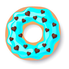 Wall Mural - Testy donut illustration with dropping shadow. PNG with transparent background