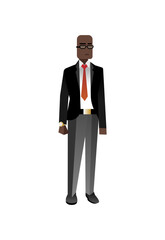 Canvas Print - African businessman in business suit and glasses. Corporate business people isolated vector illustration