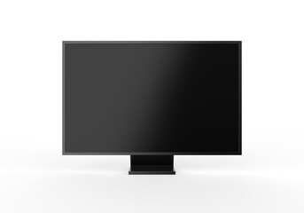 Wall Mural - Modern slim plasma TV mockup, Wide television screen mock up on isolated white background, 3d render illustration.