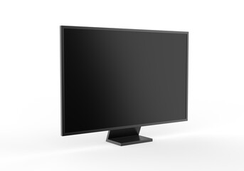 Wall Mural - Modern slim plasma TV mockup, Wide television screen mock up on isolated white background, 3d render illustration.