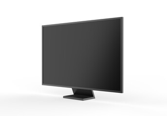 Wall Mural - Modern slim plasma TV mockup, Wide television screen mock up on isolated white background, 3d render illustration.