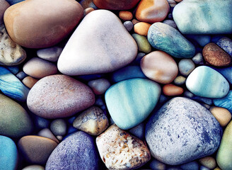 Small stone texture for background. abstract background with round pebble stones. stone wall texture photo