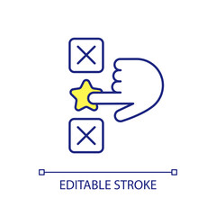 Sticker - Decision making process RGB color icon. Choosing variant to evaluate. Voting for interesting object. Isolated vector illustration. Simple filled line drawing. Editable stroke. Arial font used