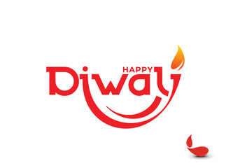 Sticker - Happy Diwali text design. Abstract vector illustration.