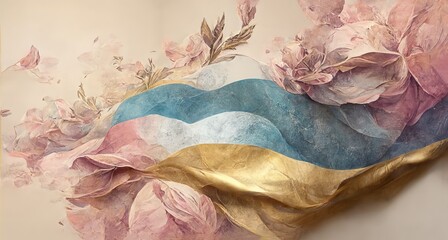 Poster - On the wall, handmade molding in delicate colors. 3D illustration