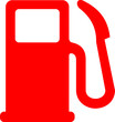 Red fuel pump icon on a transparent background