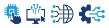 Digital Tech Icon Set. Circuit, Computer, Digital Transformation And Internet Connection Icon. Vector Illustration.