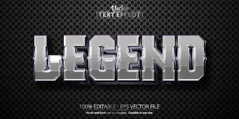 Wall Mural -  Legend text effect, editable metallic silver text style
