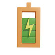orange stroke green energy battery icon of smartphone 3d rendering. almost full