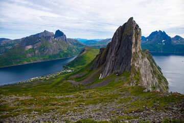 Breathtaking view on famous norwegian Segla mountain