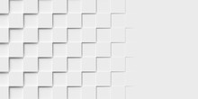 Checkerboard Shifted White Cube Boxes Block Background Wallpaper Fall-off Banner With Copy Space