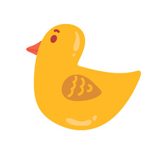 Rubber Duck, Ducky Bath Toy Flat Vector Color Icon For Apps And Websites