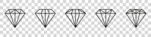 Diamond Icon. Big Collection Quality Diamonds. Linear Diamond Style And Silhouette. Royal Diamond Icons Collection Set