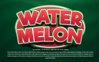 Wall Mural - Water Melon 3d style editable text effect