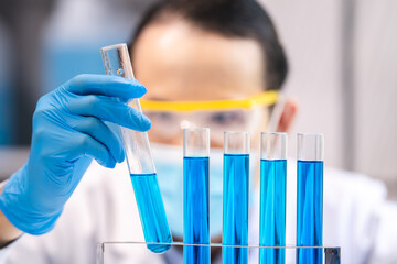 Wall Mural - health care researchers working in life science laboratory, medical science technology research work