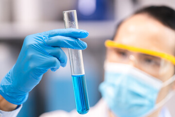 Wall Mural - health care researchers working in life science laboratory, medical science technology research work