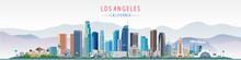 Los Angeles City Skyline Vector Illustration, California United States.
